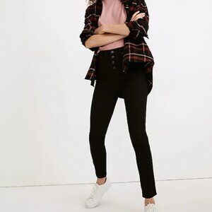 NWT Madewell 9” Mid-Rise Skinny Jeans in Black Frost: Button front edition